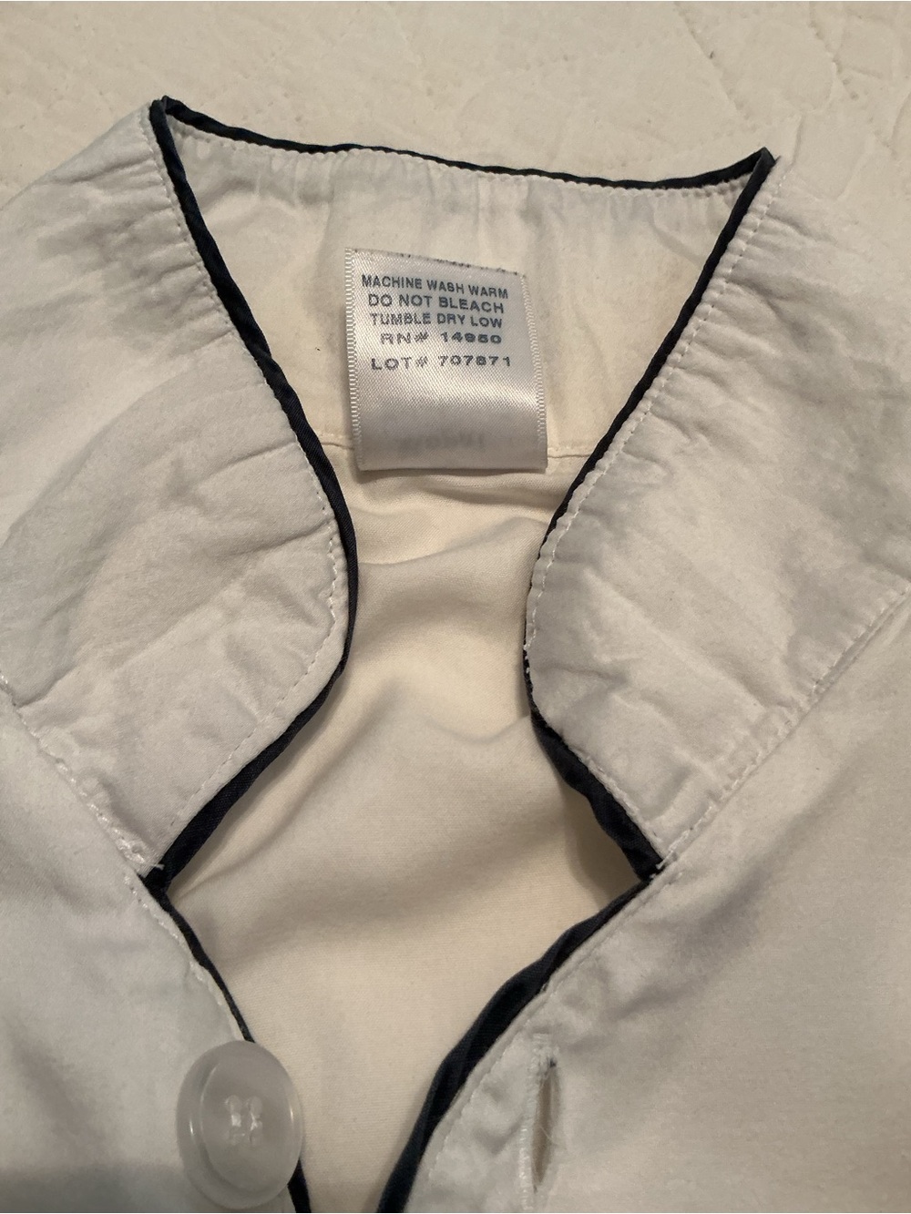Royal Highnies Women's M 100% Pima Cotton 400 Thread Count White Pajama Top - Picture 5 of 10